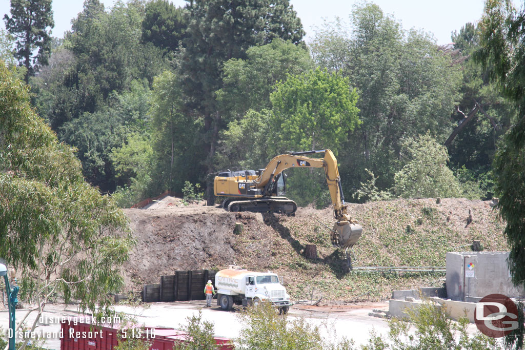 Working on clearing the plants and other debris from the berm.