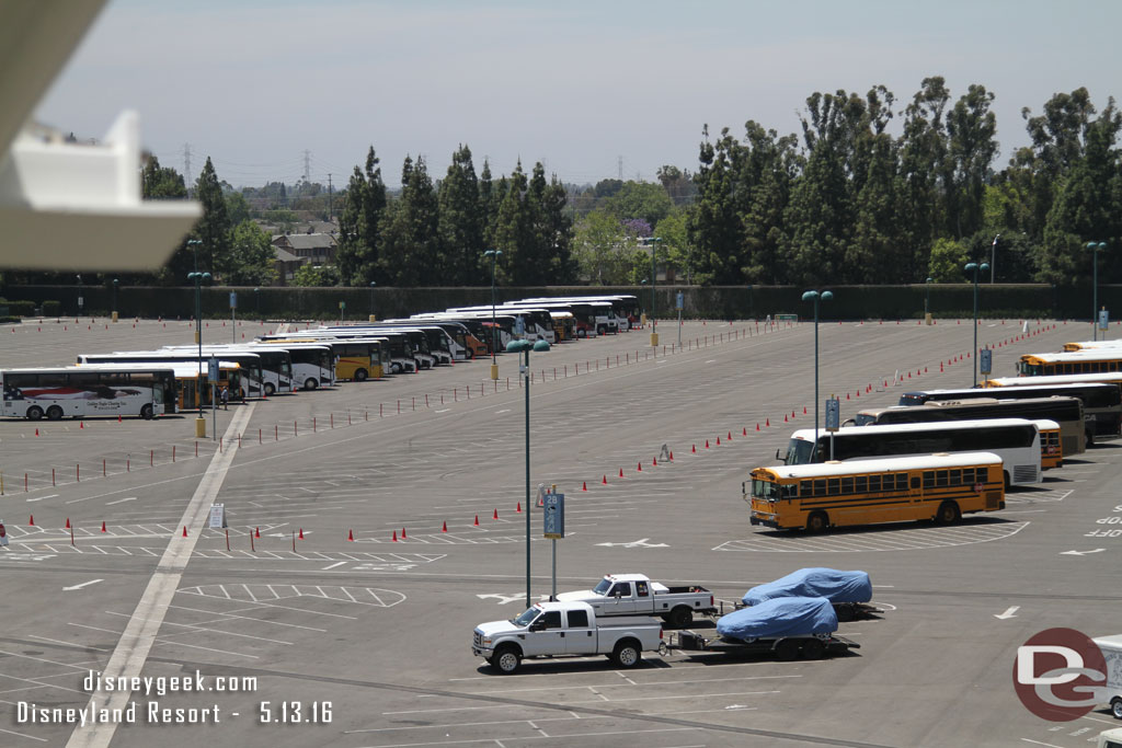 The Pinocchio lot is being filled up with buses for Grad Nite.