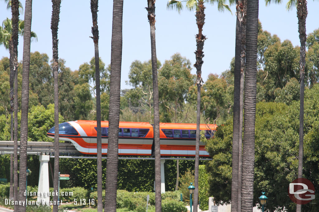 Spotted Monorail Orange out on the beam.  It was stopped then inched forward.