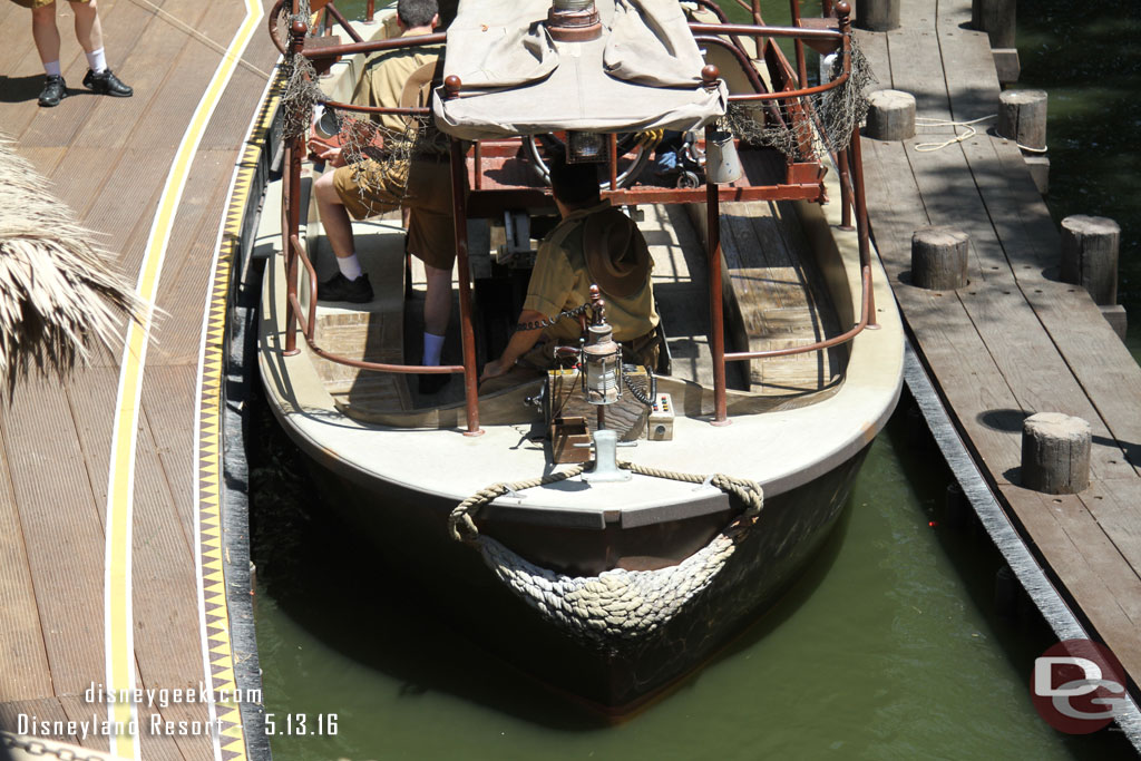 The dock has been altered to better hold the boat in place for loading and unloading and they no longer need to tie them off.