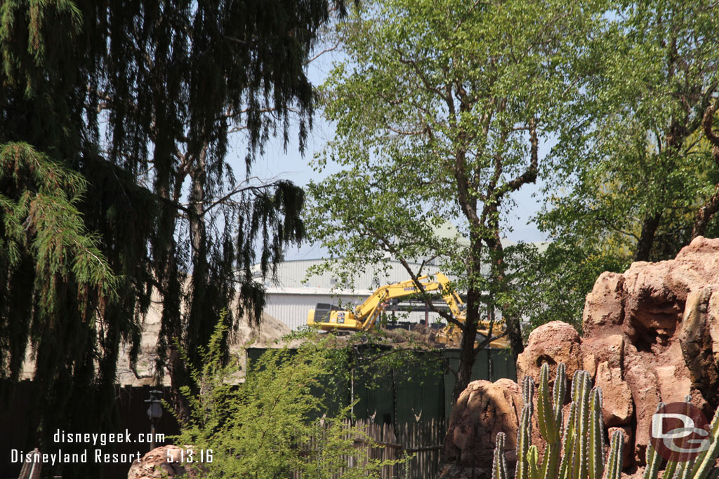 From the Big Thunder Trail you can see the equipment beyond the fences.