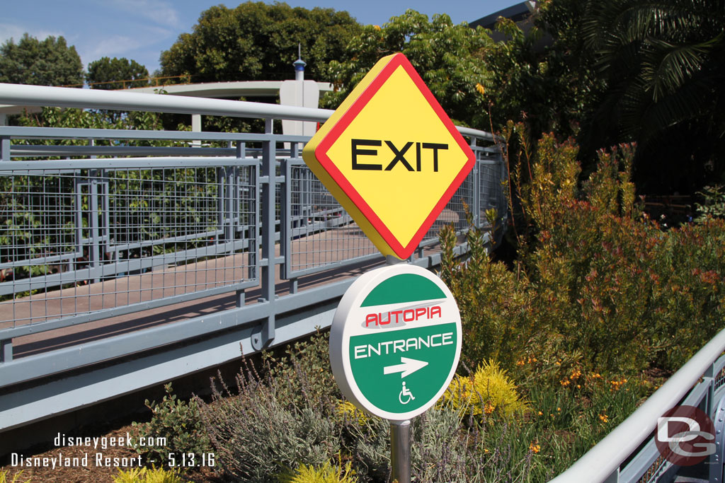 The Autopia has reopened.  Some of the new signage