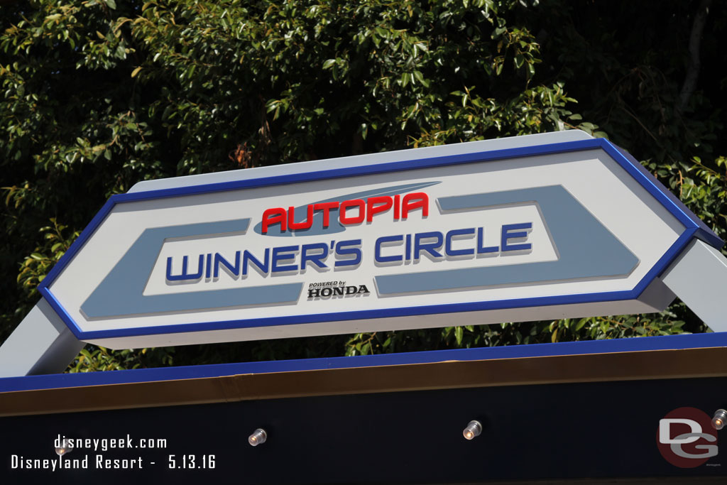 The Winners Circle has a new sign too.