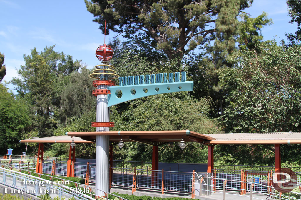 All quiet at the Tomorrowland station of the Disneyland Railroad