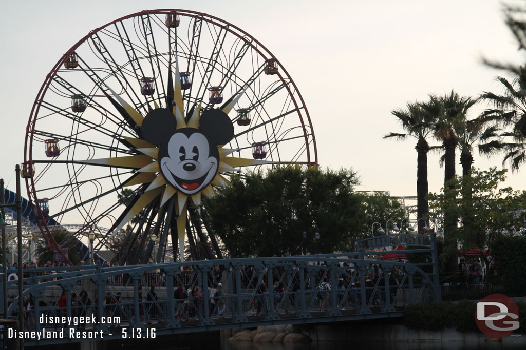 The Fun Wheel as the sun is setting.