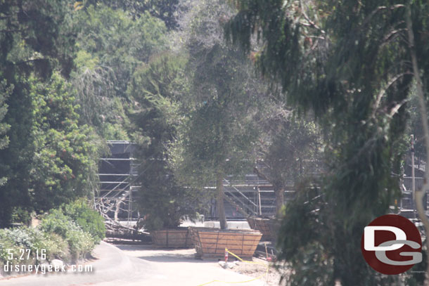 With the berm gone you can see up river to the coffer dam and trees that are positioned behind it.