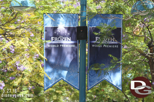 Banners for the Premiere in the courtyard.