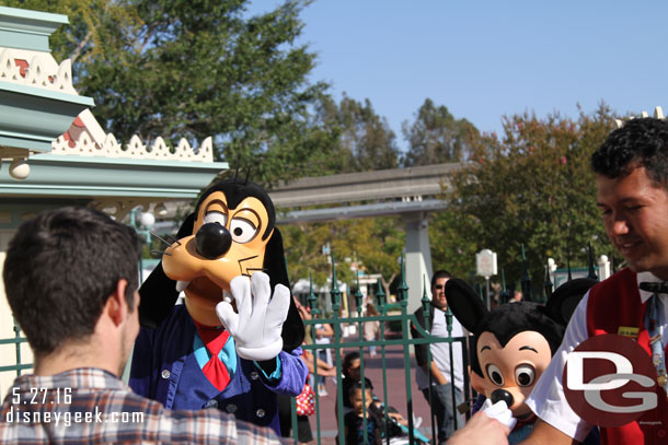 Goofy and Mickey were over by the gate too.