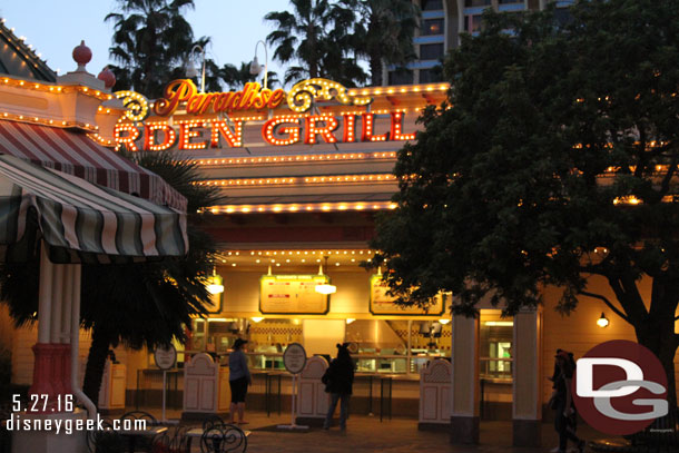 Even with the holiday weekend the Garden Grill was closed.