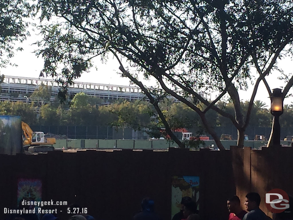 The smaller fence marks the backstage road that cuts through the site right now.