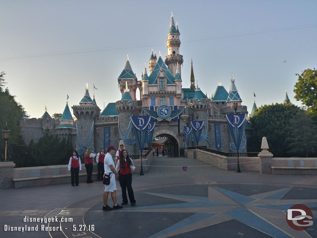 Sleeping Beauty Castle preparing for Disneyland Forever (it was just after 7pm)