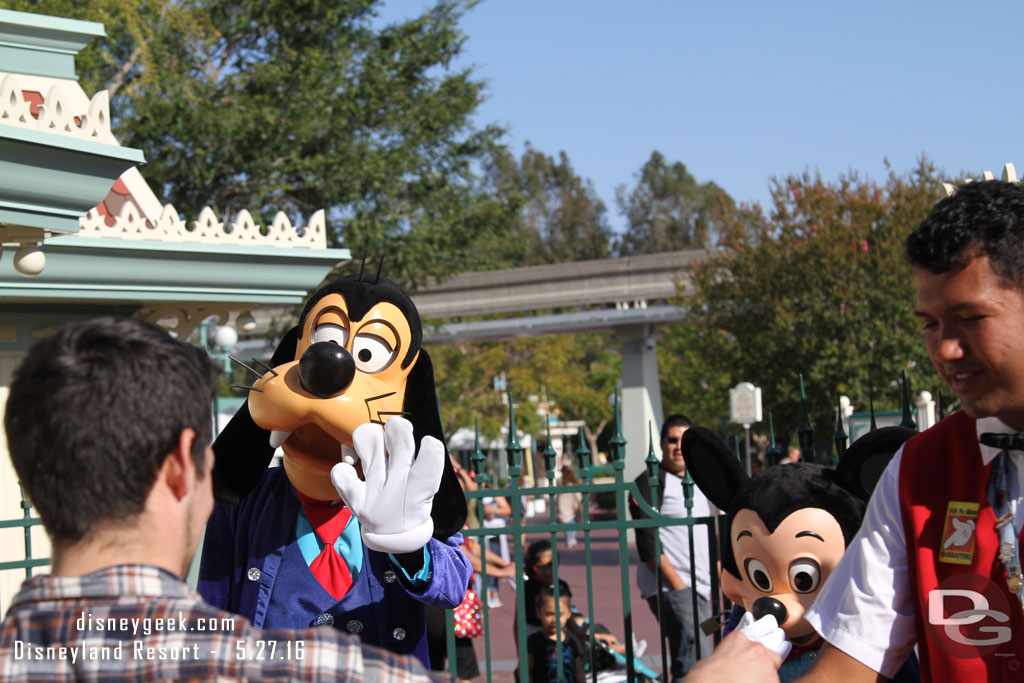 Goofy and Mickey were over by the gate too.