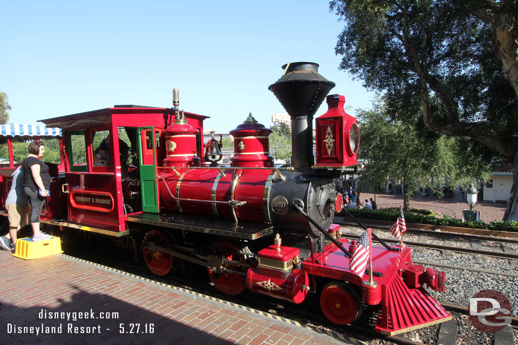 Up at the Main Street Train Station they have opened the cab of the Ernest S. Marsh so you can go inside and take pictures.