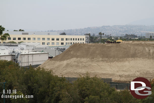 Starting off this visit (like all the other recent ones) at the Mickey and Friends parking structure checking out the Star Wars construction.  A pan from the left to right starting at the large dirt mountain that was created.