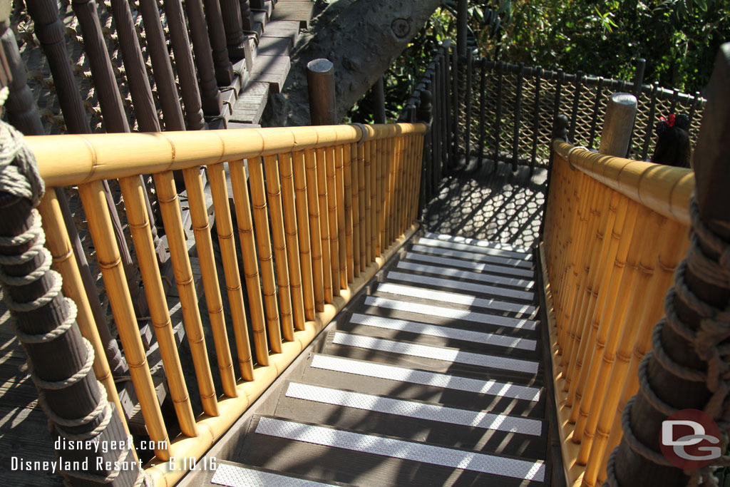 Looks to be new railings and at least cleaner safety tape on the way down.