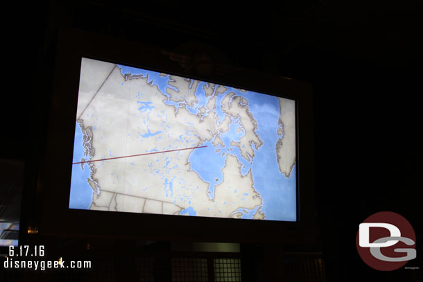 Watching the pre-flight video at 3:33pm.  Instead of clouds and cities the new one has a map that features the locations.