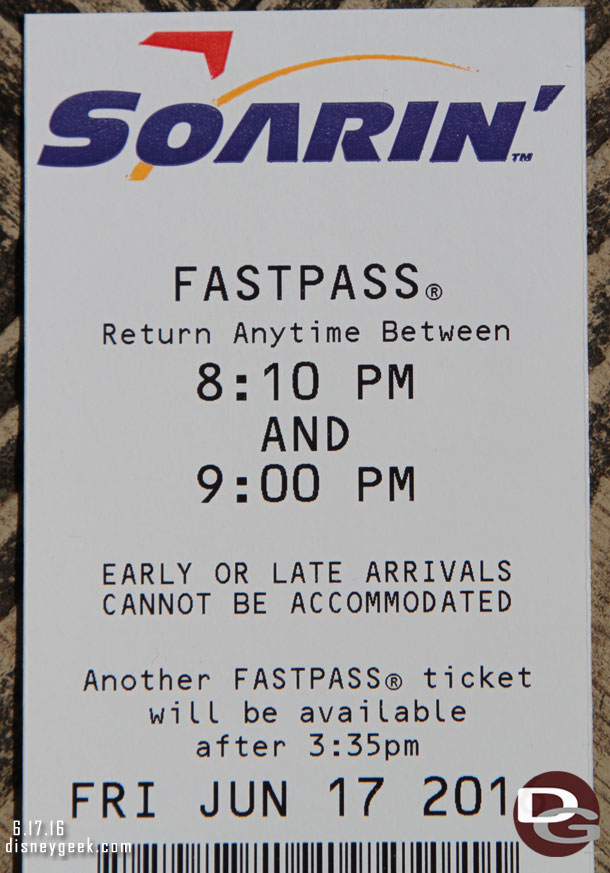 FastPass logo has been updated and is generic. They were almost out for the day and it was 1:35pm.