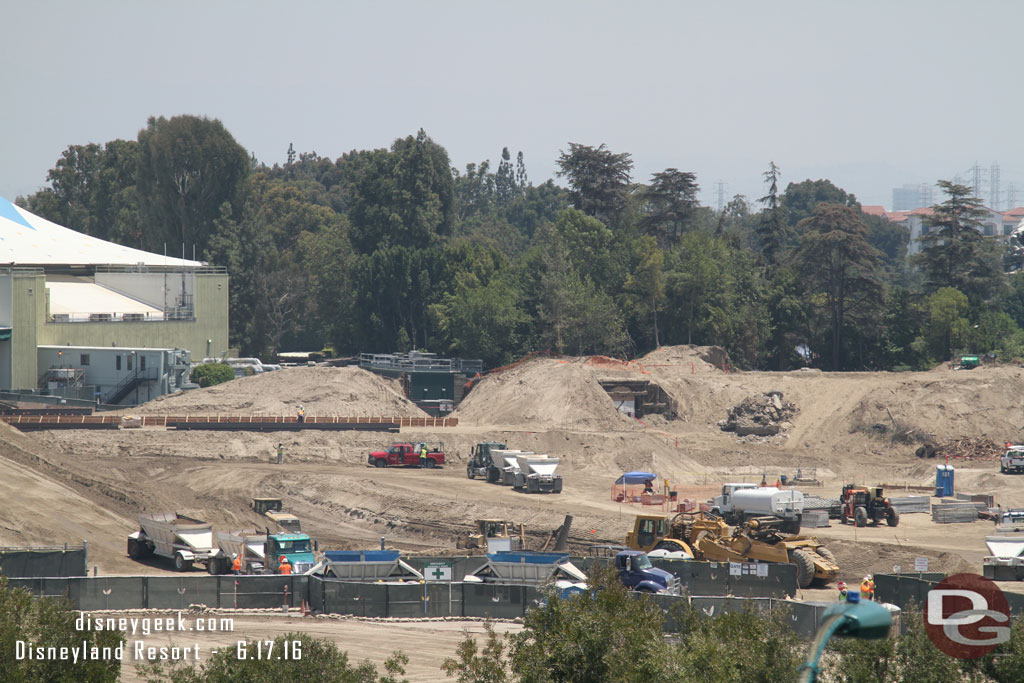 Most of the earth movers are gone but there were still a couple making the rounds.