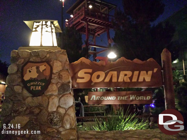 Took this picture of the sign on my way out at 9:02pm.  So only 15 minutes total time, I think that has to be one of my quickest visits to Soarin ever.