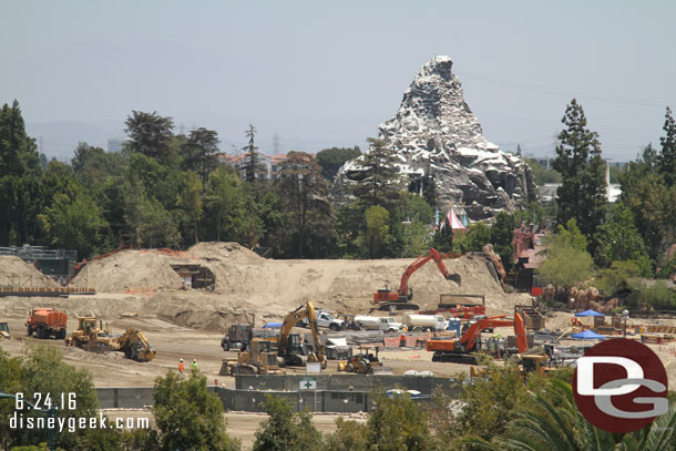 The center of the site has a lot of equipment as utility installation is now underway.