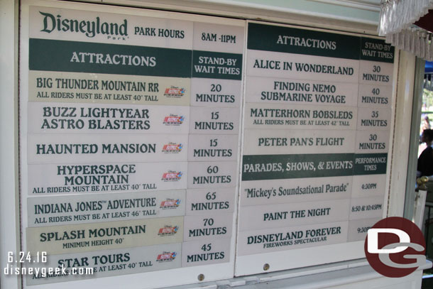 Wait times around 4:00pm