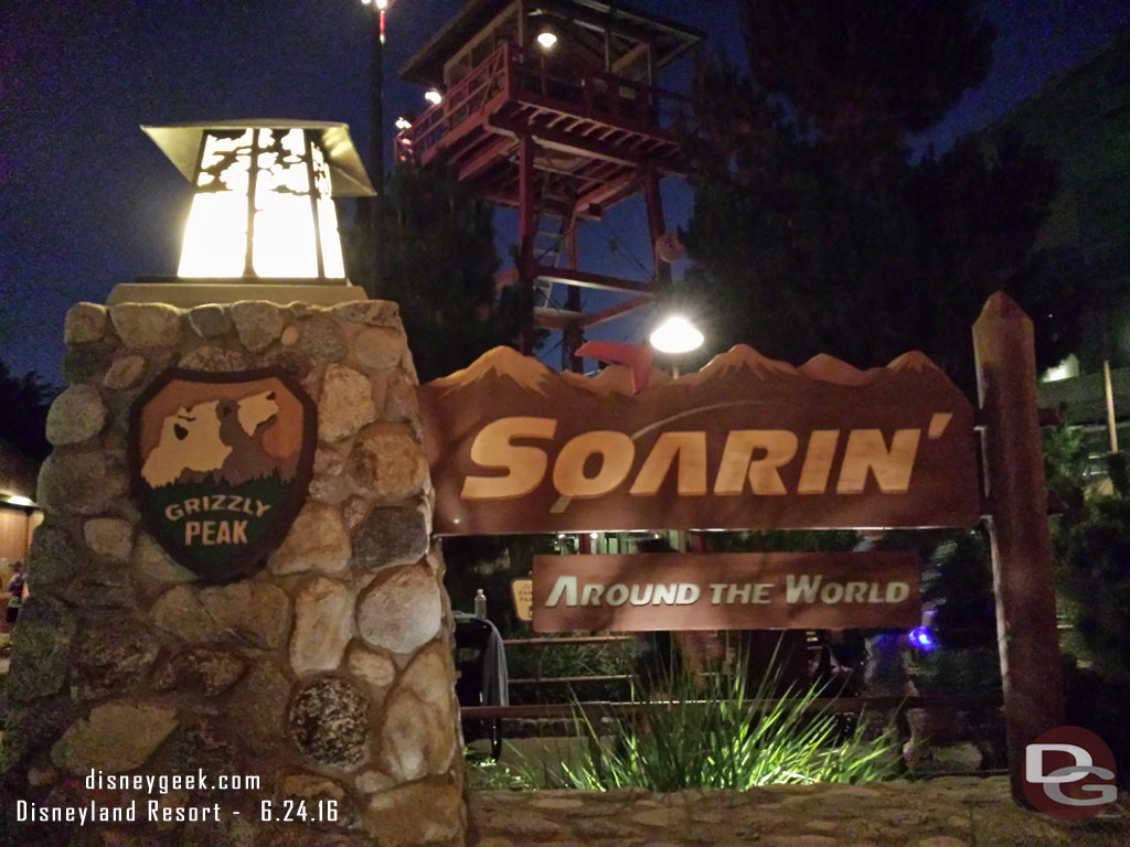 Took this picture of the sign on my way out at 9:02pm.  So only 15 minutes total time, I think that has to be one of my quickest visits to Soarin ever.