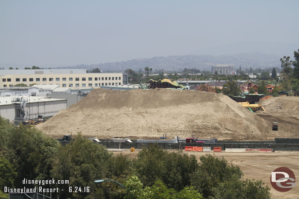 Another picture of the large mound of dirt.