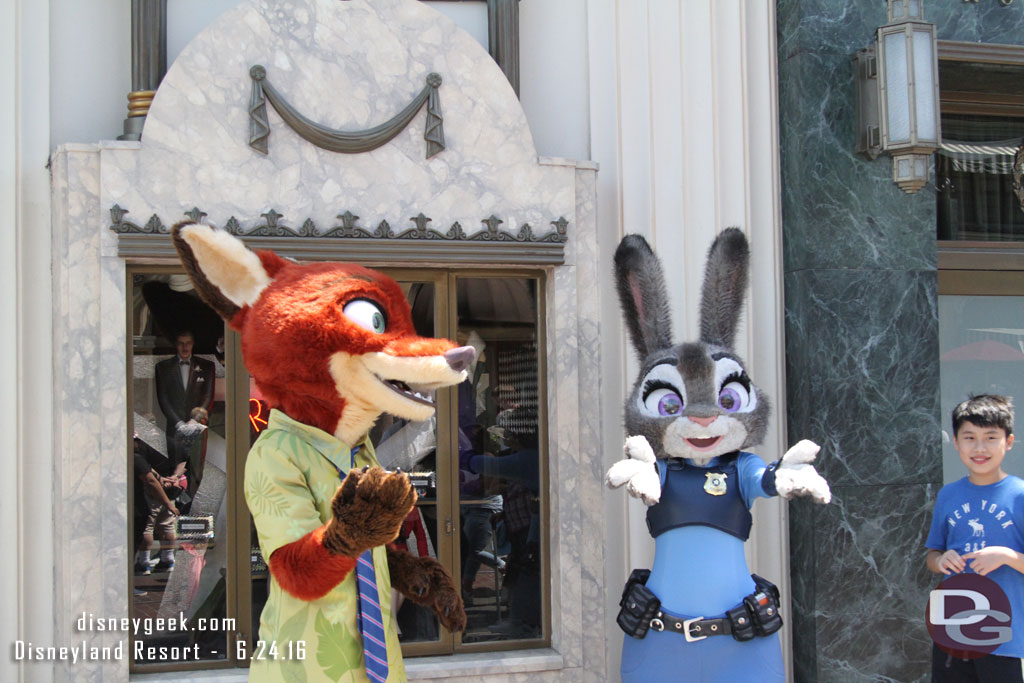 Nick and Judy on the backlot greeting guests.