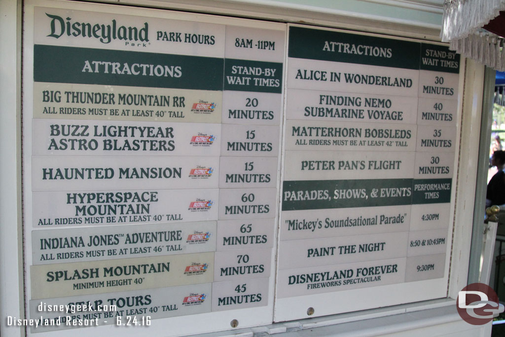 Wait times around 4:00pm