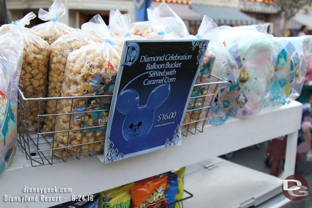 I mentioned in an earlier picture set you can get the 60th popcorn buckets now with prepackaged popcorn.