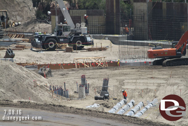 A lot of conduit and piping is run to this area near the center of the site. 