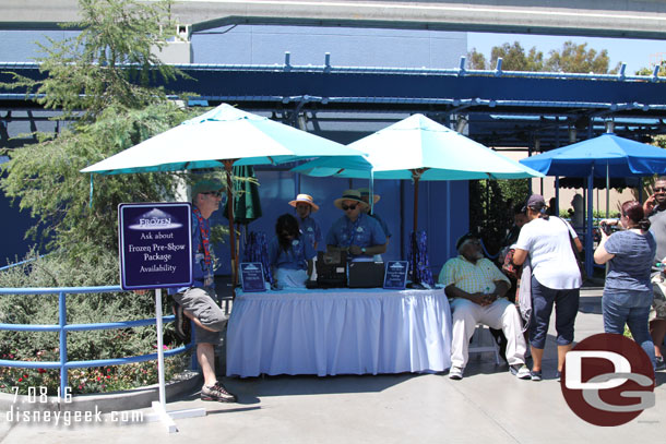 Stage 17 is now used for a Frozen pre-show.  Here is the check in table for the event.  You can also purchase the package there.