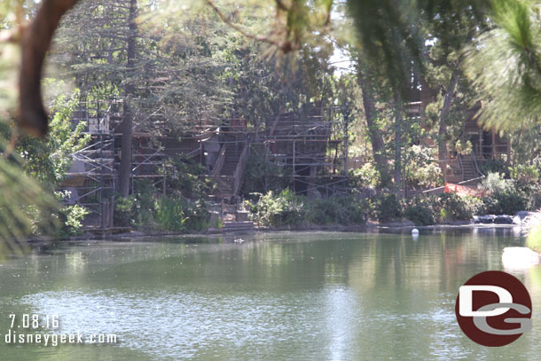 Out on Tom Sawyer Island most structures are now surrounded by scaffolding.  This is the pirate ship.