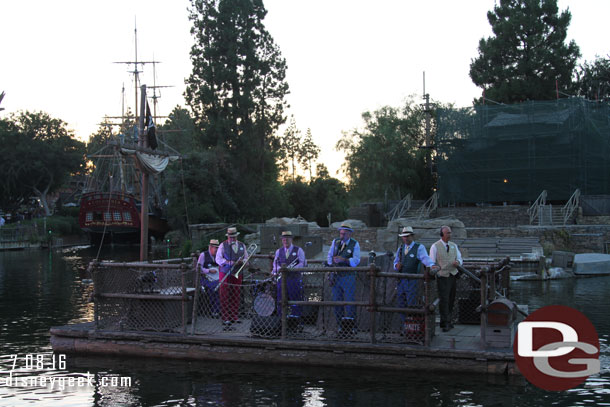 The band on a raft cruising the river front.