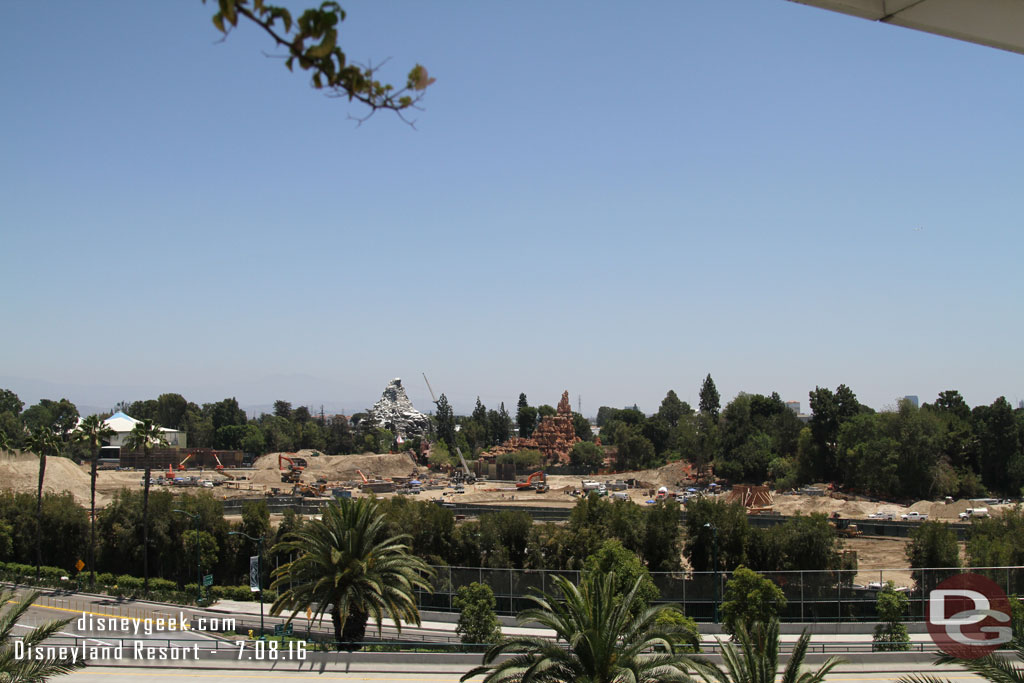 A wide view of the site.  Notice the new fence in the foreground going up along Disneyland Drive.