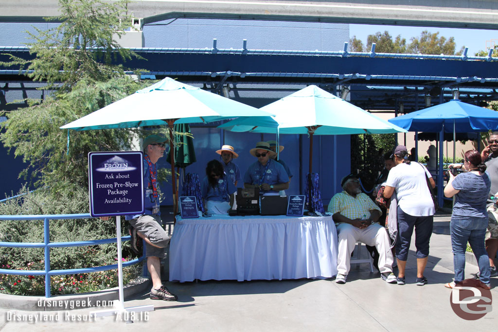 Stage 17 is now used for a Frozen pre-show.  Here is the check in table for the event.  You can also purchase the package there.