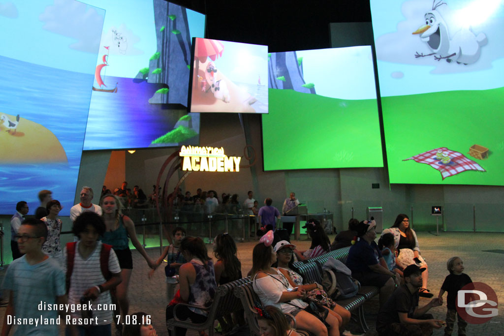 The seating in the Animation Building has changed to a six hard benches in the center of the room.