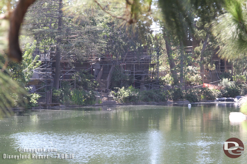 Out on Tom Sawyer Island most structures are now surrounded by scaffolding.  This is the pirate ship.