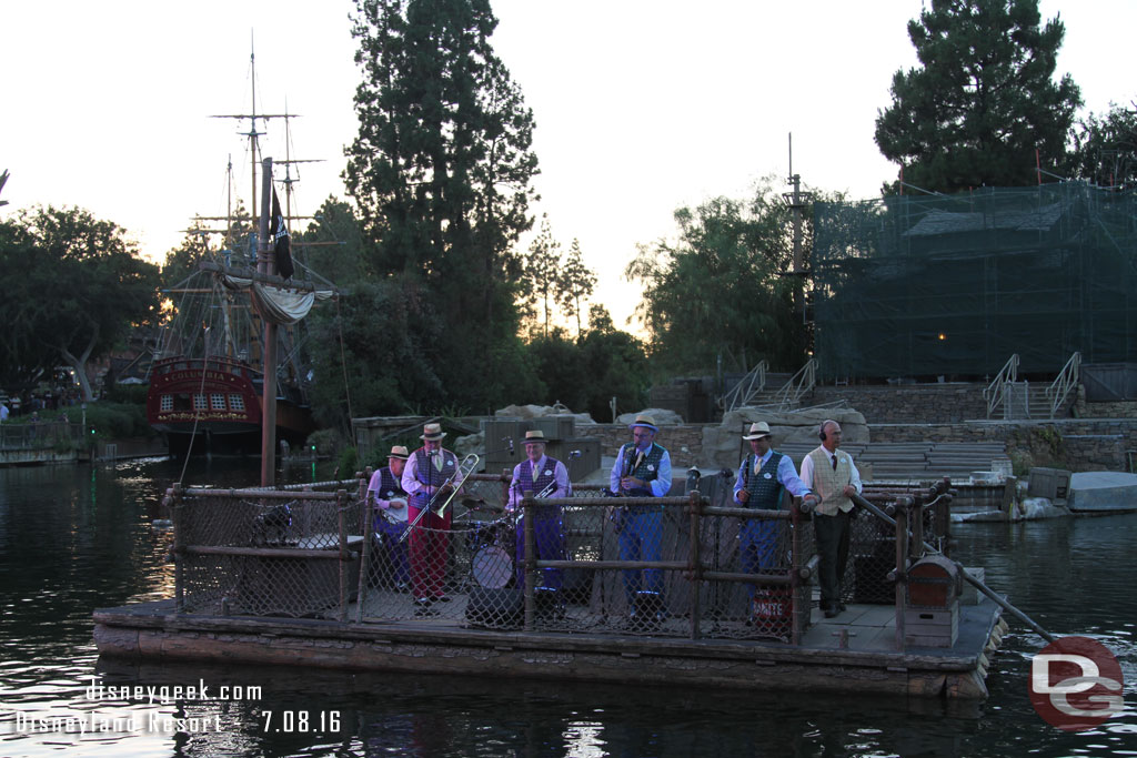 The band on a raft cruising the river front.