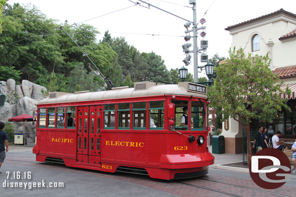 A red car in Carthay Circle