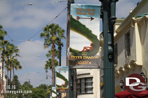 Petes Dragon banners along Hollywood Blvd.