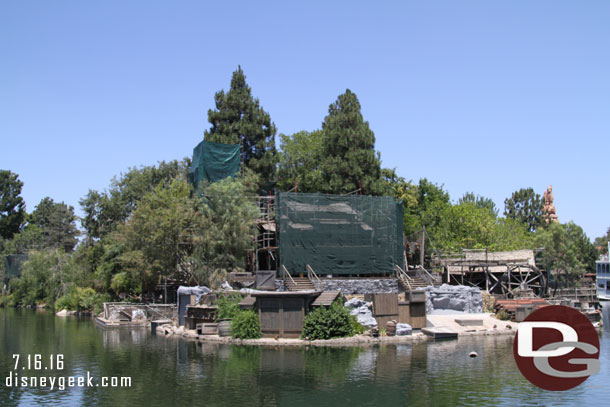 Work continues on the island with most of the rock work and structures being worked on.