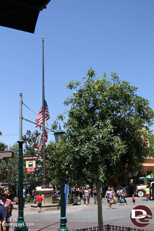 Flags were at half staff again in both parks.