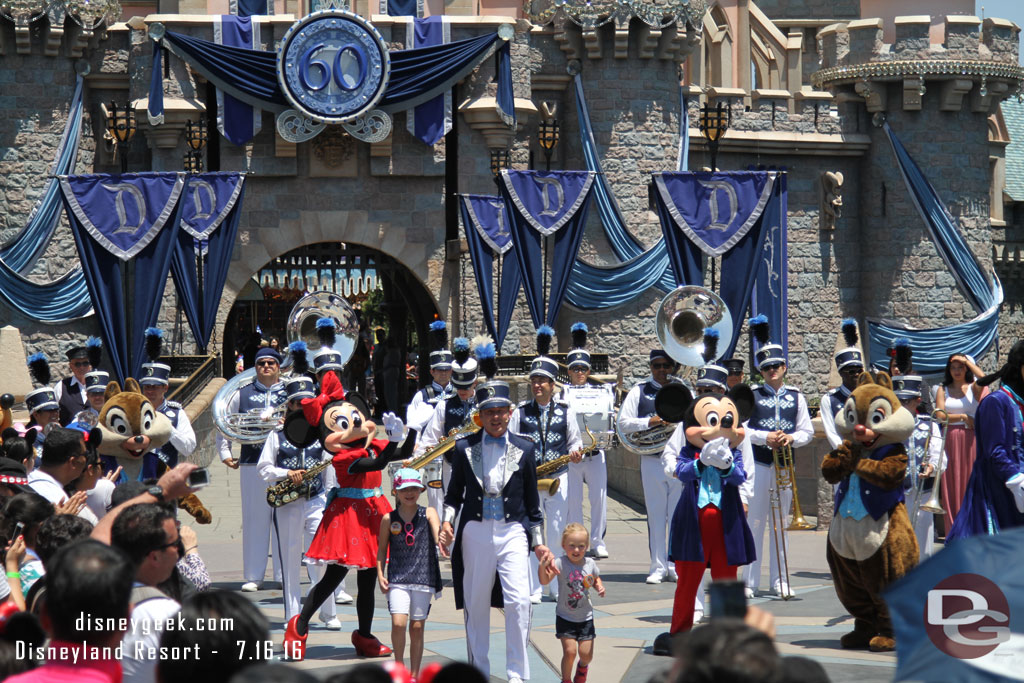 The Disneyland Band and some characters preparing to march to Town Square.