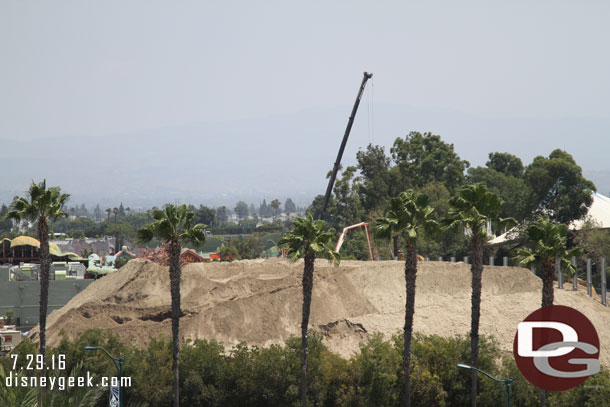 A pan from the left(North) end of the site to the right (South).  The large mound of dirt is shrinking each visit.