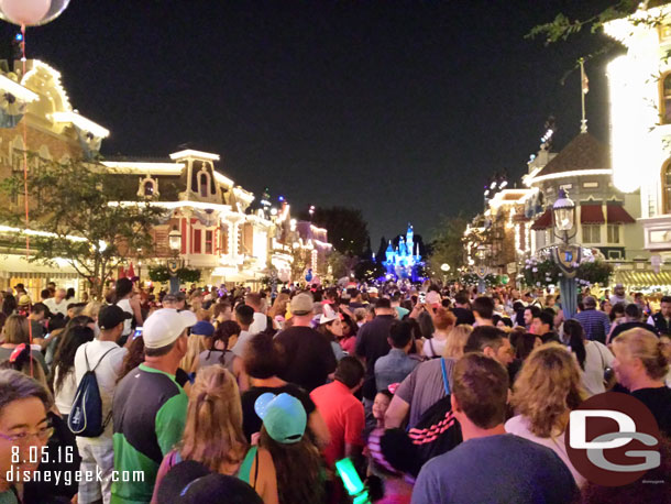 Found a spot for Disneyland Forever.  Always a gamble of how many kids, ipads, balloons will move into your line of sight.