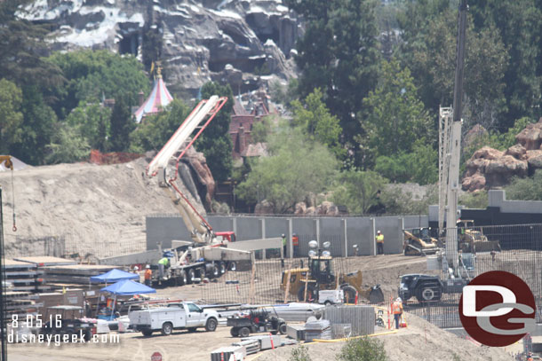 A concrete pumper was on site as they were pouring more footers.