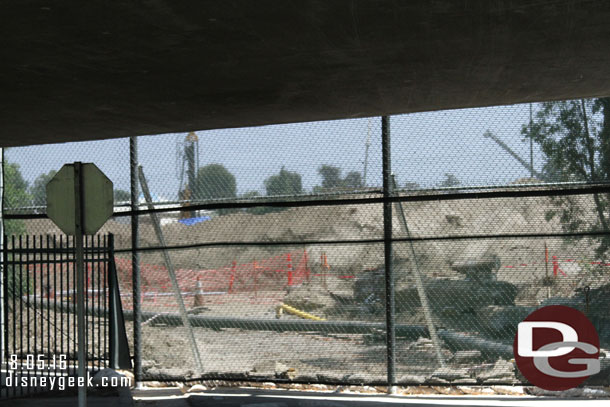 From the tram looking at what used to be the roadway to the backstage gate.