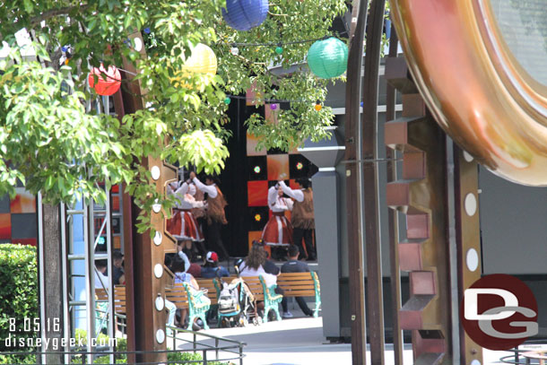 A German/polka dance group was performing on the stage.  We were heading into the Petes Dragon preview so missed them.