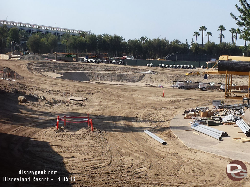 From the Critter Country Canoe Dock area.  Not a lot of visible change as they are still doing conduit and utility work.